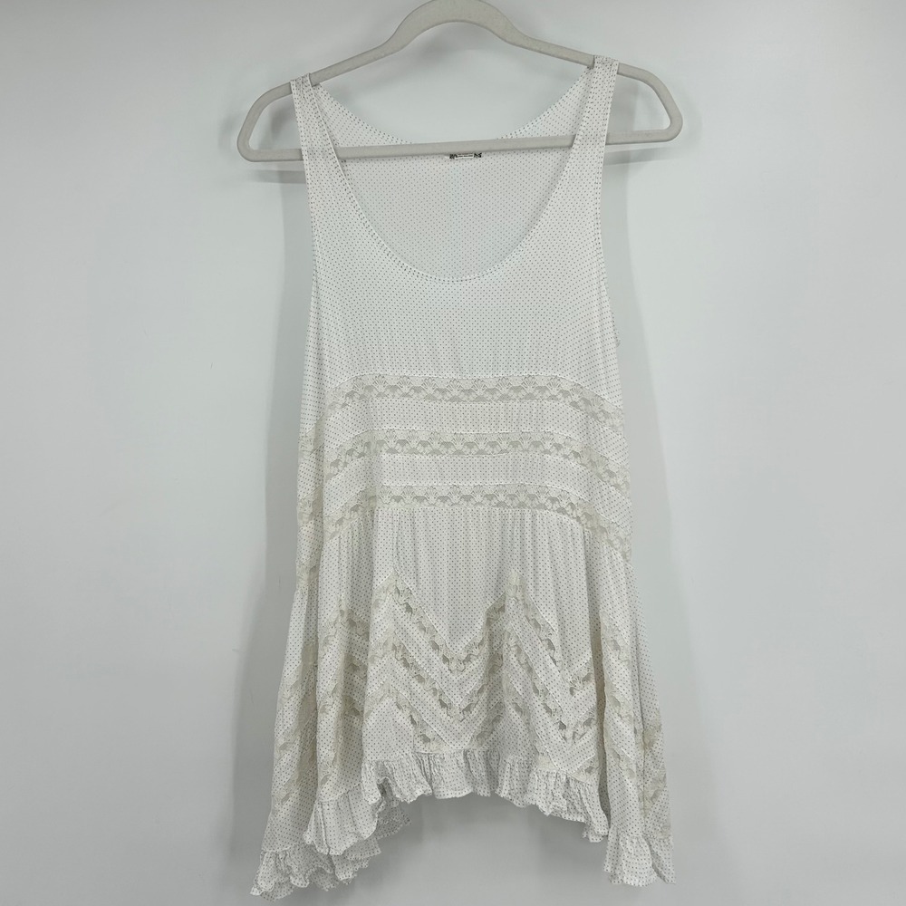 Intimately Free People White Polka Dot Lace Trapeze Slip Dress Tank Top Small